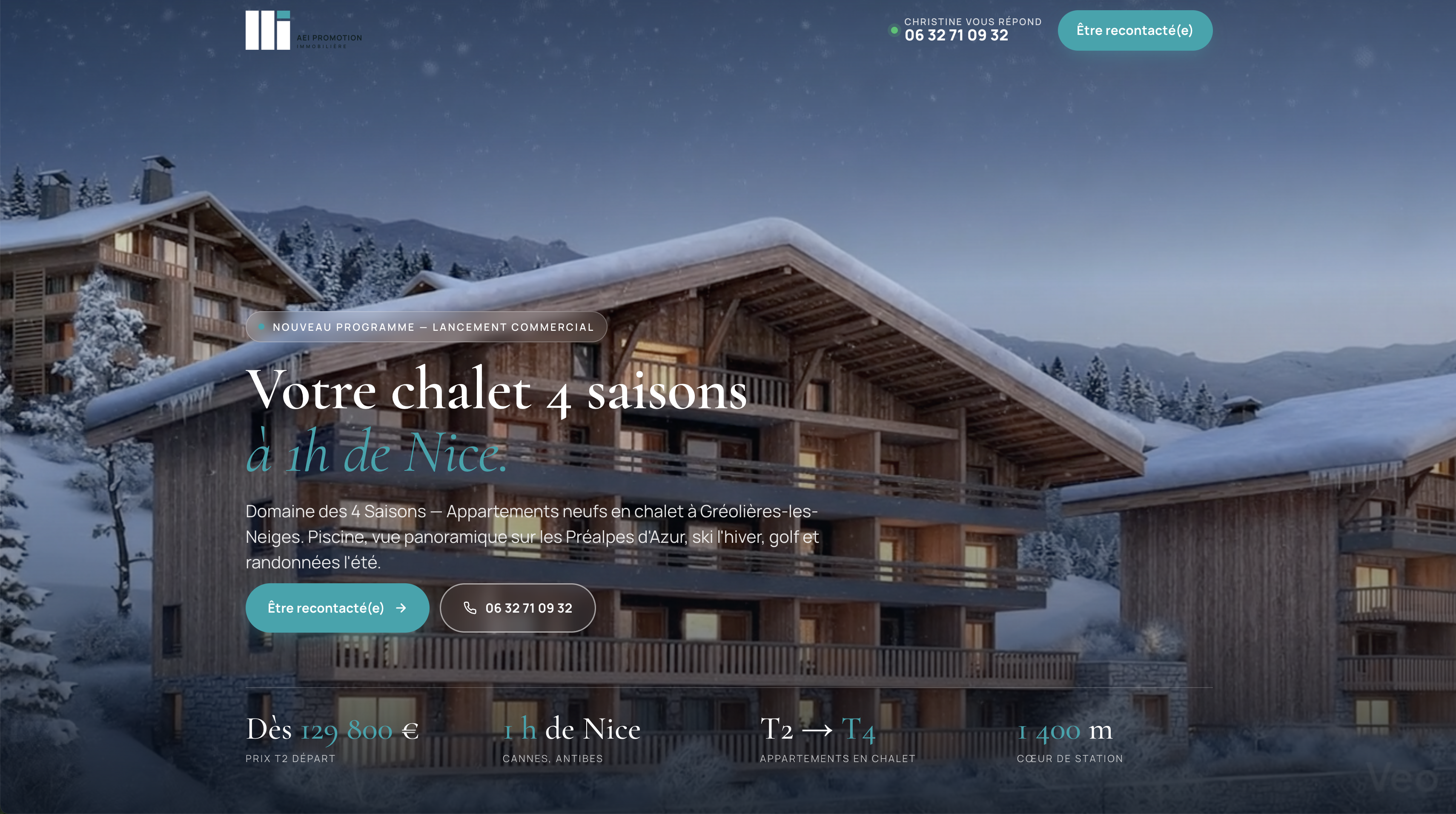 Site internet AEI Promotion — promoteur immobilier à Cannes