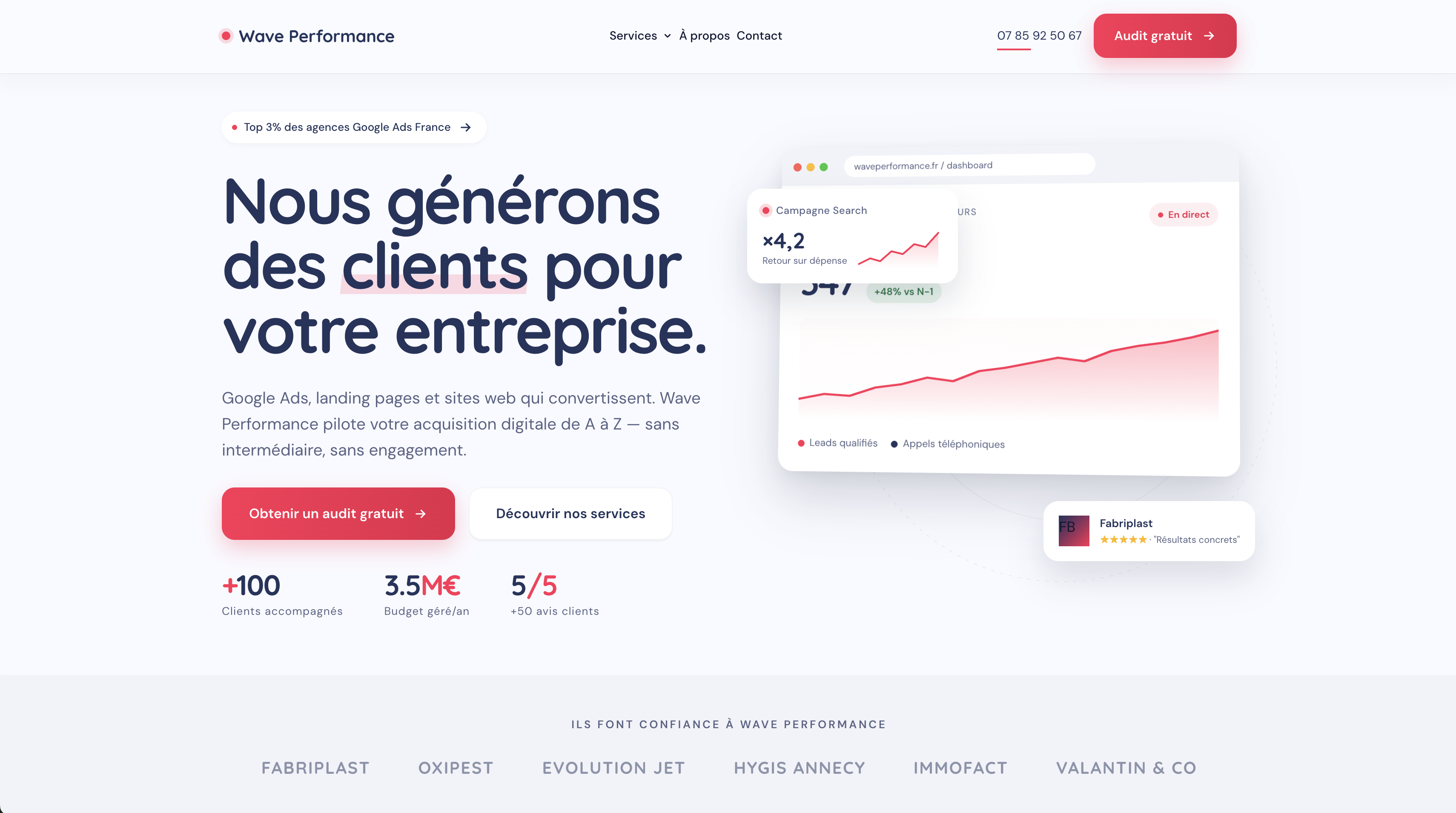 Site internet Wave Performance — agence web Côte d'Azur